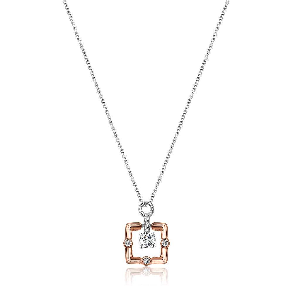 Two Tone Square Pendant Necklace